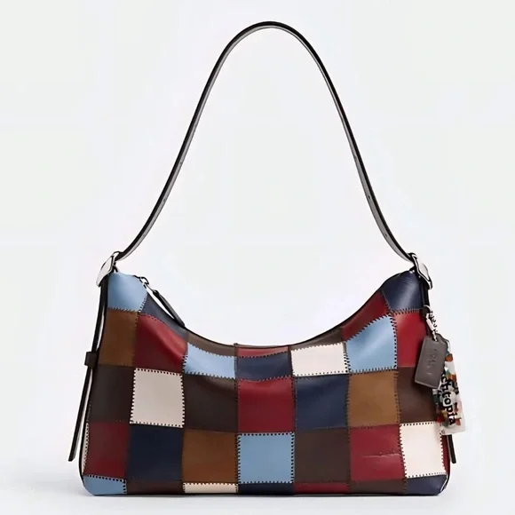 Coach Alter/Ego Shoulder Bag In Checkerboard Upcrafted Leather - Bluebell - Picture 3 of 11
